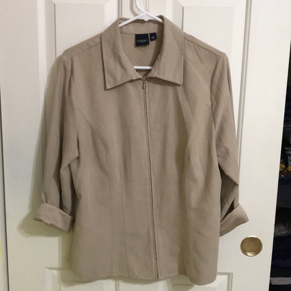 thin suede collared jacket